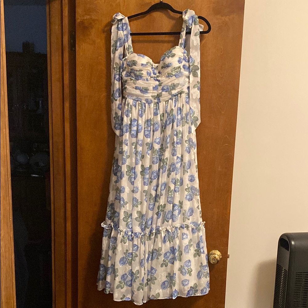 Petal and Pup Floret Midi Dress in Blue Floral